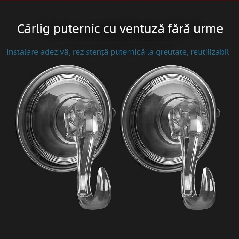 Cuier cu ventuză pentru perete, puternic, pentru bucătărie și baie, fără găuri, fără urme