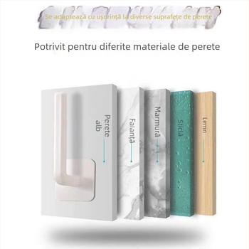 Cuier de perete cu bandă adezivă, fără găuri, ABS, un singur cârlig, design modern minimalist, încărcare de până la 10 kg, pentru bucătărie, dormitor și baie