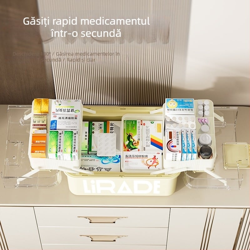 Cutie medicală mare pentru acasă, cu compartimente multiple, cutie portabilă de depozitare a medicamentelor, capacitate mare, trusă de prim ajutor