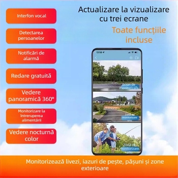 Cameră de supraveghere solară 4G, wireless, exterior, acces de la distanță prin telefon, HD pentru noapte, impermeabilă 360°