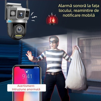 V380PRO Cameră WiFi pentru exterior, impermeabilă, cu obiectiv dual, 4G, monitorizare HD