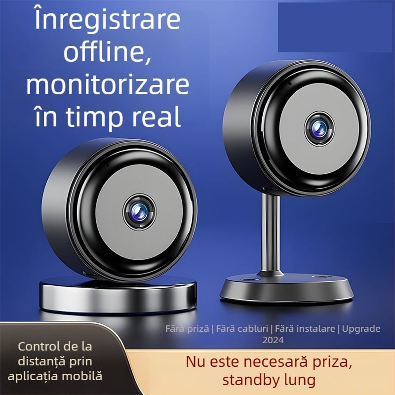 Cameră inteligentă cu Wi‑Fi, viziune nocturnă, montaj magnetic, model A14, instalare ușoară