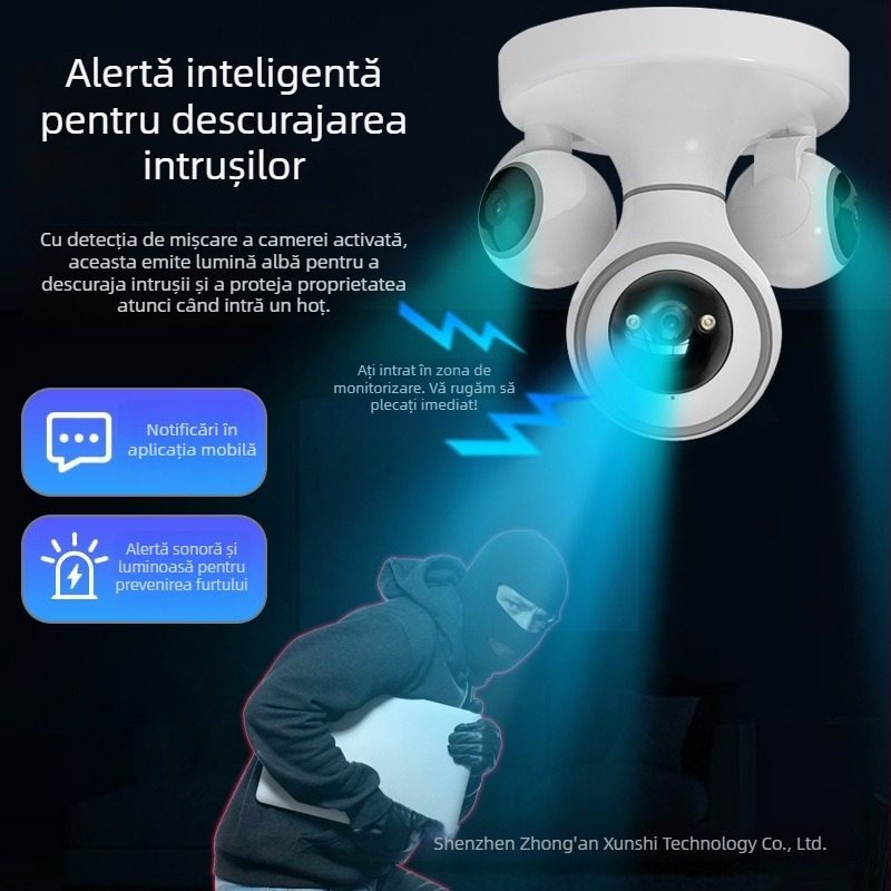Cameră sferică pentru supraveghere în casă, monitor interior wireless cu voce, vizualizare HD pe timp de noapte