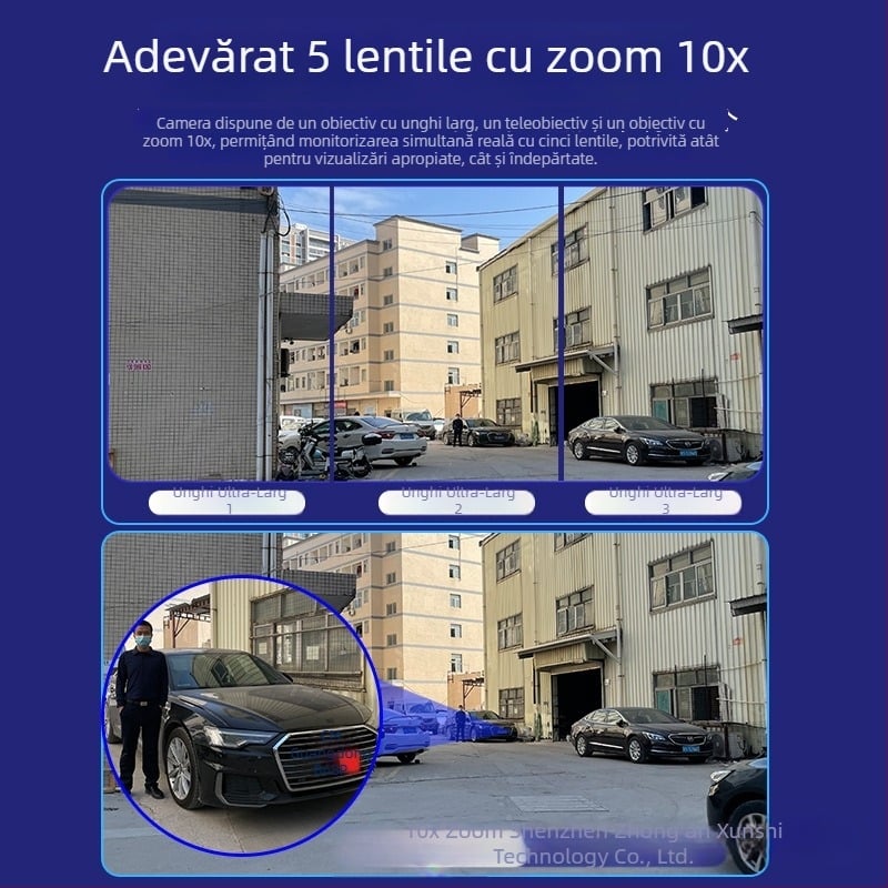 Cameră de supraveghere sferică, afișaj cu patru canale, vizionare nocturnă de 360°, wireless, pentru interior și exterior