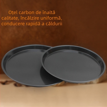 Formă de pizza din oțel carbon, rotundă, cu strat antiaderent îngroșat, pentru coacere, diametre 23/25/29/31/35 cm
