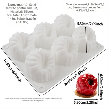 Formă din silicon cu 6 cavități pentru mousse de zmeură și deserturi cu jeleu