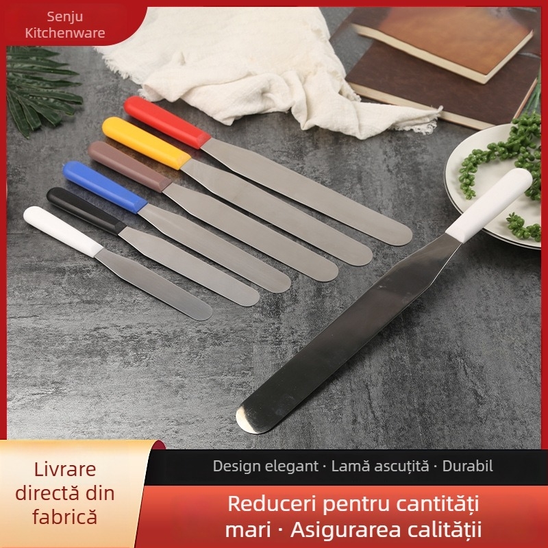 Set spatule pentru tort cu lame drepte și curbate, cuțit demoulding, spatulă pentru coacere, netezire cremă de unt și gem