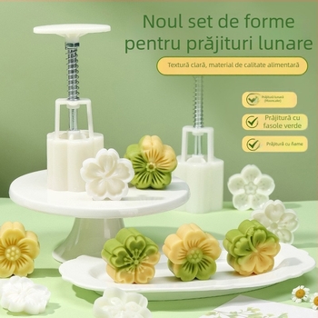 Matriță Mooncake Snow Skin pentru prăjituri – presare manuală, model relief, ustensilă de bucătărie cu suprafață antiaderentă