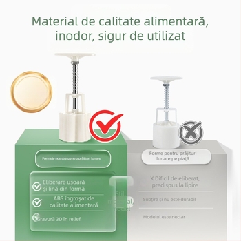 Matriță Mooncake Snow Skin pentru prăjituri – presare manuală, model relief, ustensilă de bucătărie cu suprafață antiaderentă