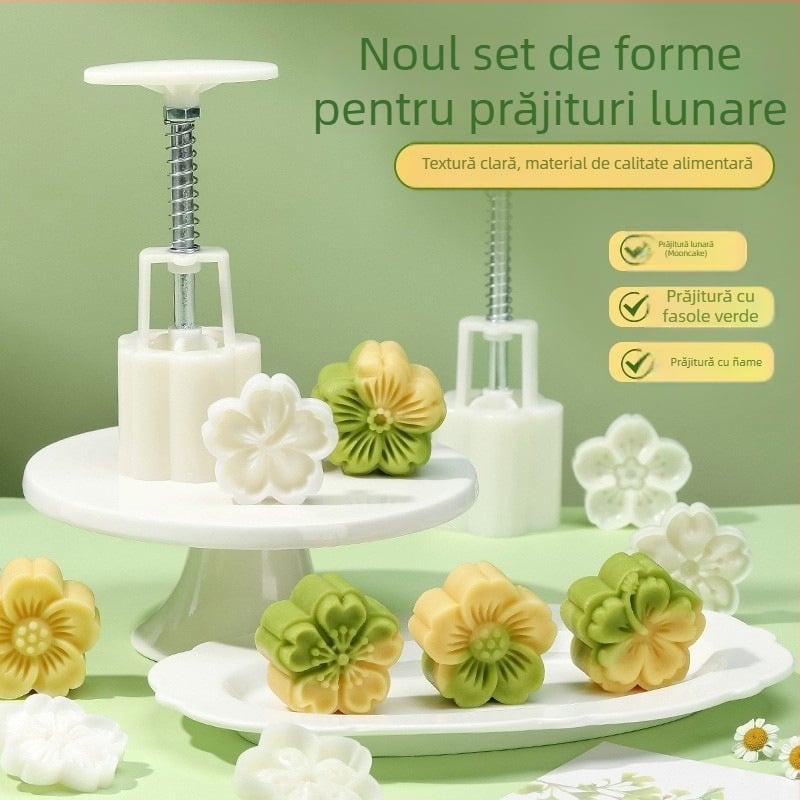 Matriță Mooncake Snow Skin pentru prăjituri – presare manuală, model relief, ustensilă de bucătărie cu suprafață antiaderentă