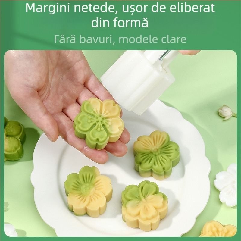 Matriță Mooncake Snow Skin pentru prăjituri – presare manuală, model relief, ustensilă de bucătărie cu suprafață antiaderentă