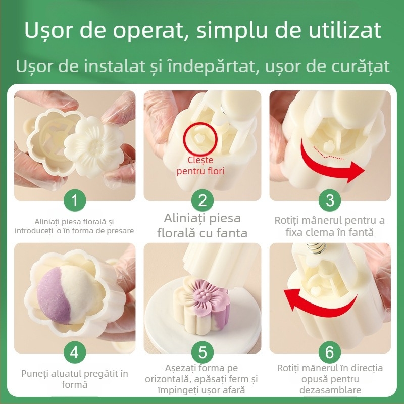 Matriță Mooncake Snow Skin pentru prăjituri – presare manuală, model relief, ustensilă de bucătărie cu suprafață antiaderentă