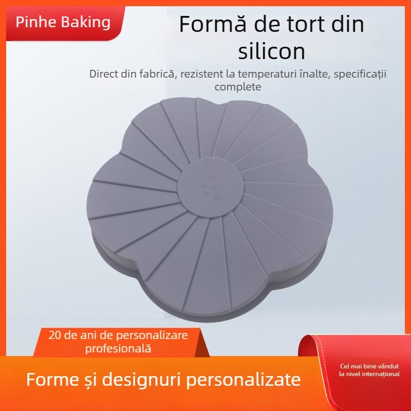 Formă de copt din silicon alimentar, demontare facilă, rezistentă la căldură, potrivită pentru cuptoare de casă, formă de tort în formă de petale, 19 × 4 cm