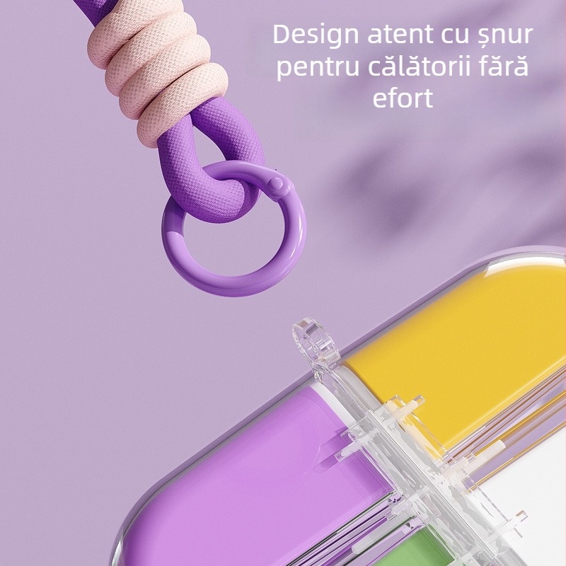 Cutie pentru capsule cu șnur, dispenser portabil de medicamente, organizator săptămânal de pastile și separator de pastile