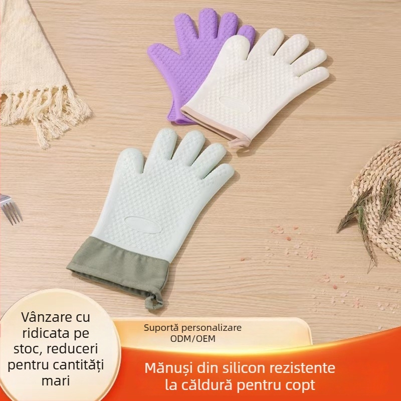 Mănuși din silicon antiarsură pentru cuptor cu microunde și cuptor, izolație groasă, mănuși de bucătărie rezistente la temperaturi înalte