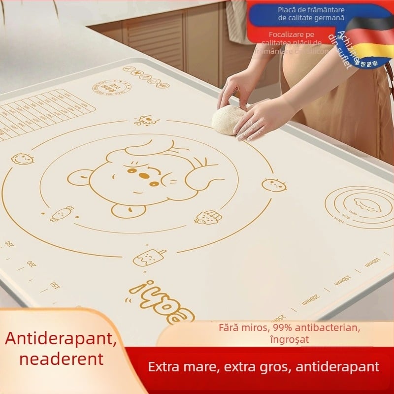 Covoraș din silicon gros pentru frământat și întins, tocător din silicon alimentar, covoraș de copt, covoraș de bucătărie multifuncțional