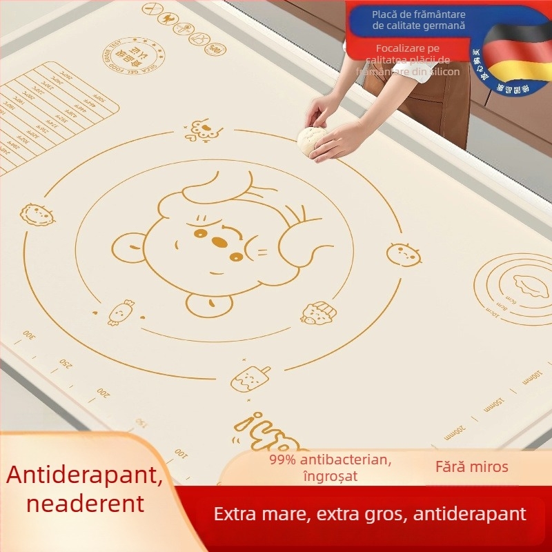 Covoraș din silicon gros pentru frământat și întins, tocător din silicon alimentar, covoraș de copt, covoraș de bucătărie multifuncțional