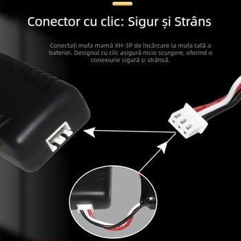 Încărcător pentru baterii Li-ion 7,4V 2S, încărcare echilibrată, 2A ieșire, protecție și indicator, alimentare USB