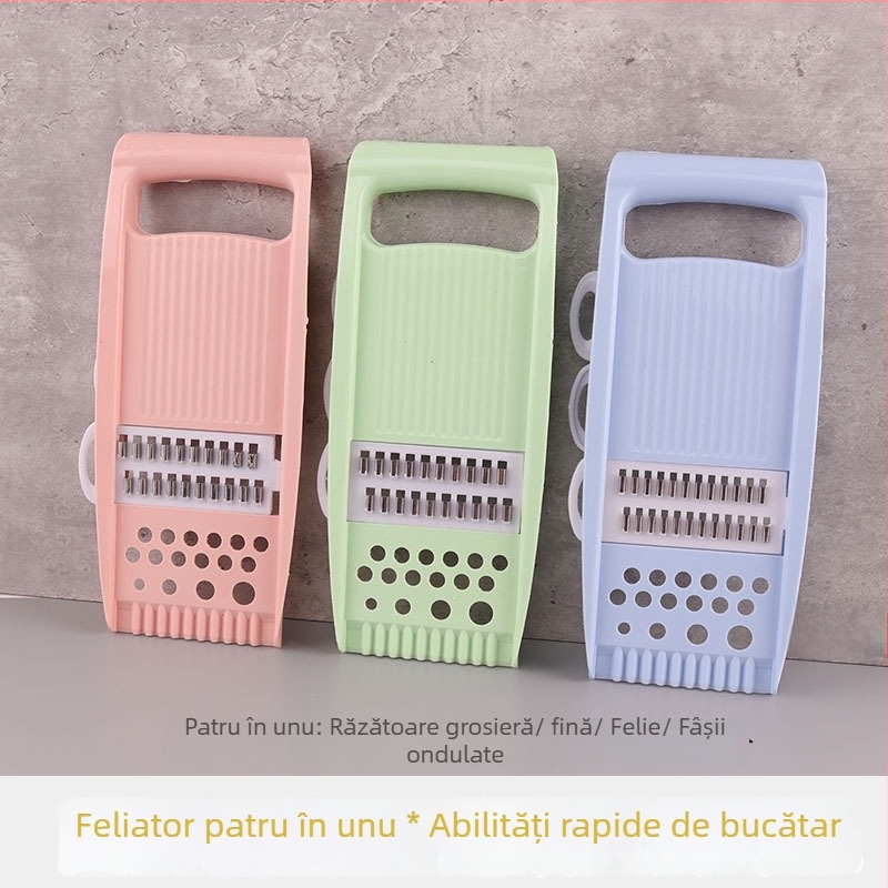 Tocator de legume 4 în 1, feliator și răzător manual pentru bucătărie, din plastic, multifuncțional
