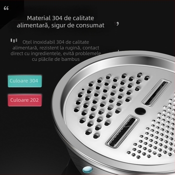 Tăietor de legume multifuncțional din oțel inoxidabil 304, set cu răzător și bol – trei piese pentru bucătărie