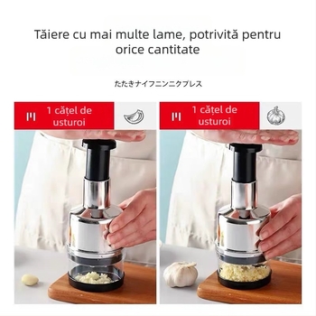 Presă pentru usturoi și tăietor de legume, multifuncțional, manual, din oțel inoxidabil, pentru uz casnic