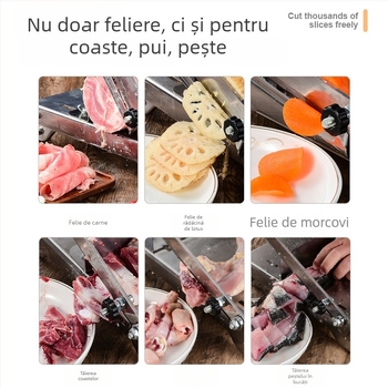 Feliator din oțel inoxidabil pentru carne și legume — utilizare casnică și comercială, feliere carne congelată, rulouri de miel, carne de vită, multifuncțional pentru tăierea legumelor