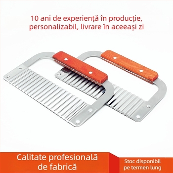 Cuțit din oțel inoxidabil cu lamă ondulată și dinți de lup pentru cartofi și cartofi prăjiți; lamă zimțată, tăietor de legume multifuncțional
