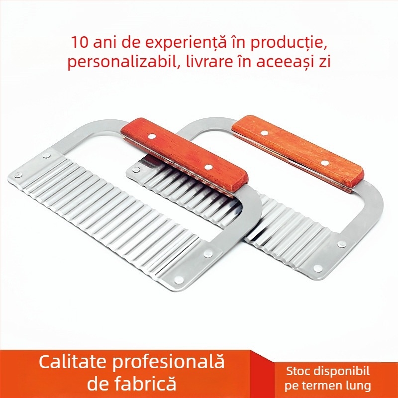 Cuțit din oțel inoxidabil cu lamă ondulată și dinți de lup pentru cartofi și cartofi prăjiți; lamă zimțată, tăietor de legume multifuncțional