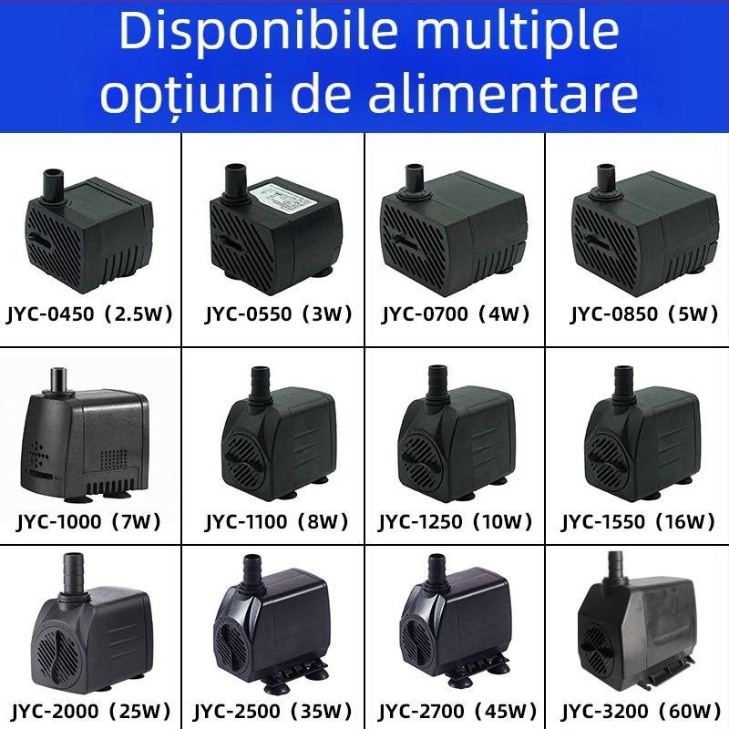 Pompa de apă submersibilă mini multifuncțională pentru acvariu, filtrare tip fântână și funcționare silențioasă