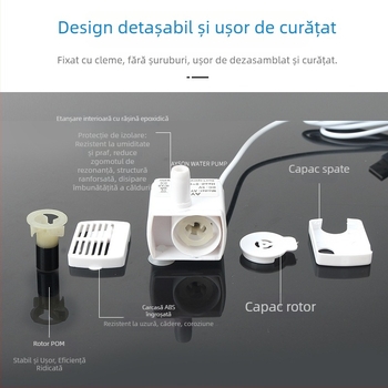 Pompa de apă submersibilă DC5V pentru animale de companie, cu oprire la uscare și lampă cu senzor, 1–3 W, ridicare 0,6 m