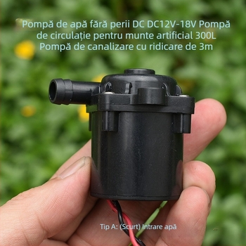 Pompa de apă DC fără perii, 12–18V, pompă de circulație pentru rocării decorative, înălțime de 3 m, pompă pentru tratarea apei uzate