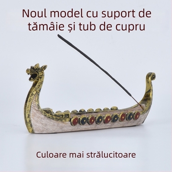 Suport de tămâie în formă de barcă-dragon, ornament din rășină pentru birou și casă, stil tradițional chinezesc, model cadou