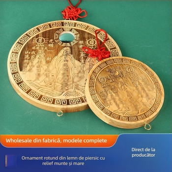 Pandantiv din lemn de piersic, decor interior, ornament cu monedele celor Cinci Împărați
