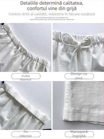 Șorturi albe pentru femei din bumbac și in cu efect ice silk, vară, talie înaltă, croială slim, A-line lejer, stil vintage, casual șorturi sport cu uscare rapidă
