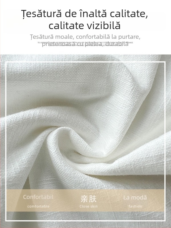 Șorturi albe pentru femei din bumbac și in cu efect ice silk, vară, talie înaltă, croială slim, A-line lejer, stil vintage, casual șorturi sport cu uscare rapidă
