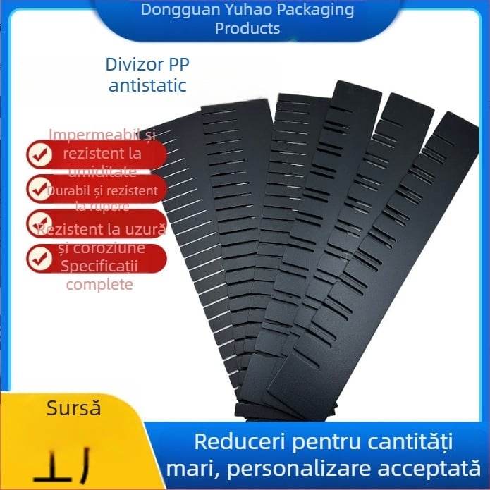 Panou divizor antistatic PP, suprafață mată, rezistent la zgârieturi, peliculă PP neagră, stabilizator de indice electrostatic