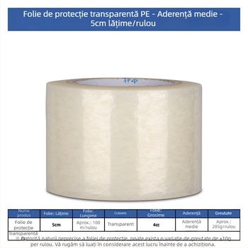 Film protector PE transparent cu rolă autoadezivă pentru electrocasnice și hardware, oțel inoxidabil, rezistent la praf, zgârieturi și uzură, adeziv mediu