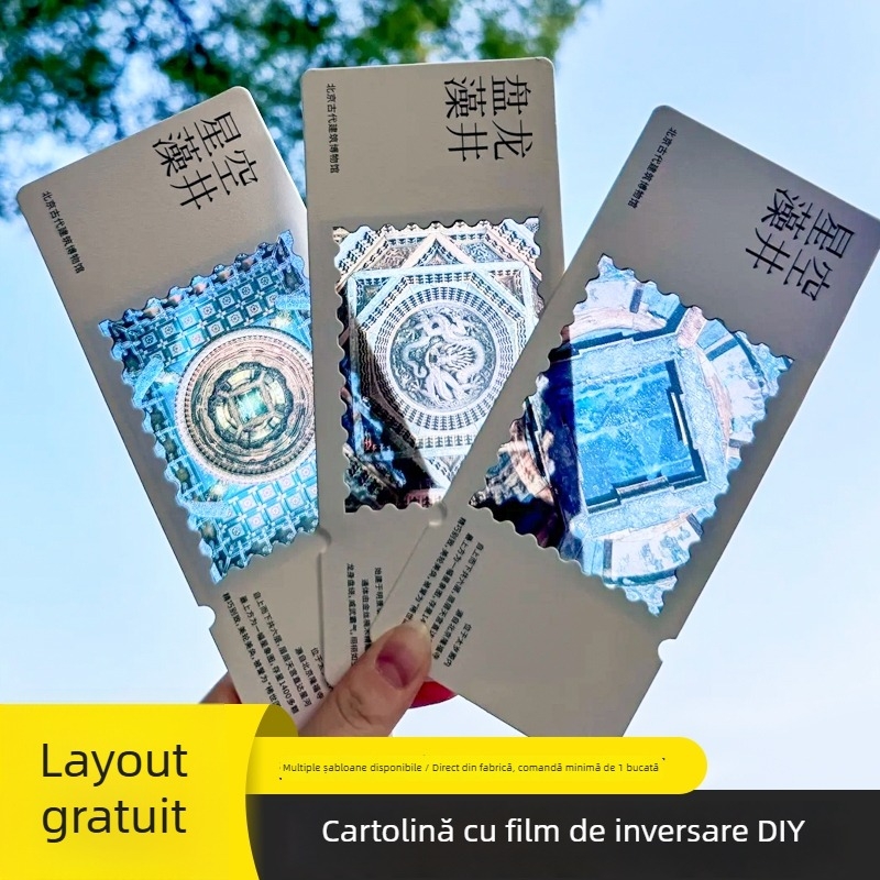 Semne de carte personalizate cu postale translucide, bucăți de bilete, peisaje de călătorie cu lumină și umbră și carduri de check-in la muzeu