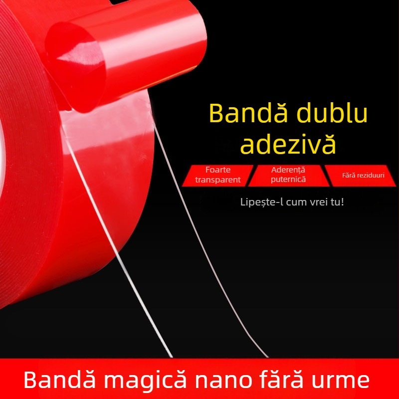 Bandă magică fără urme, film transparent pentru fixare, bandă adezivă dublă, roșu pentru nunți festive