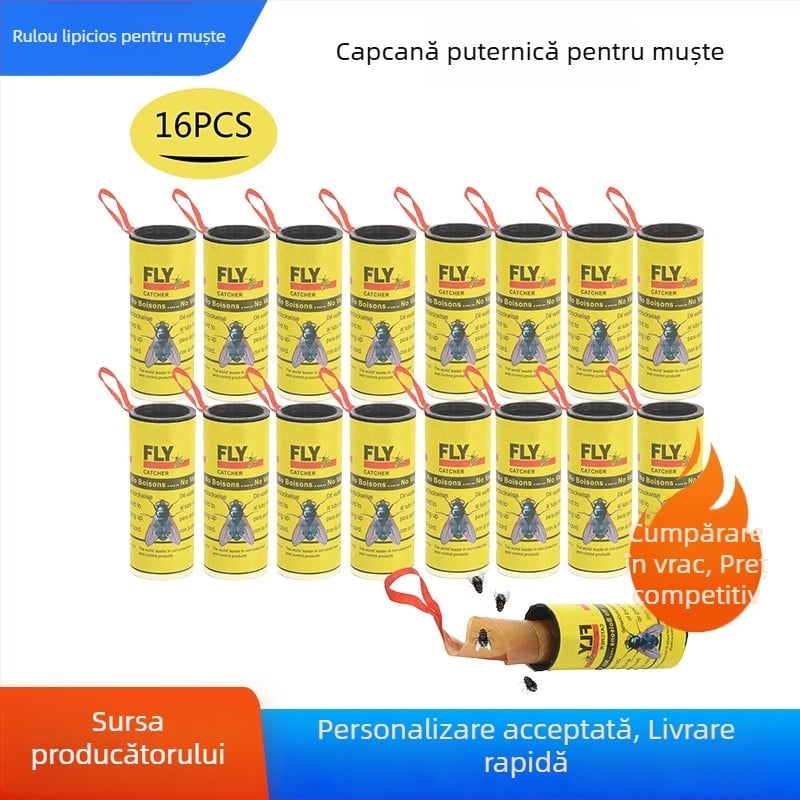 Rolă galbenă pentru muște cu hârtie adezivă