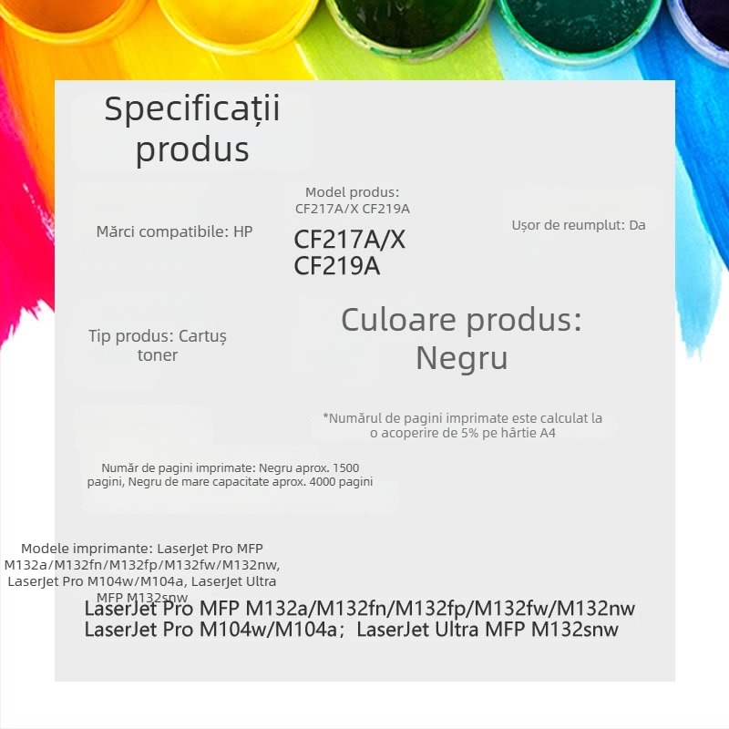 Tambur de imagine CF219A și toner CF217A HP pentru HP LaserJet Pro M130/M102, imprimantă de birou și de acasă