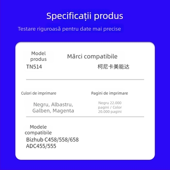 Cartuș toner TN514 pentru Bizhub C458/558/658 și ADC455/555 copiatoare