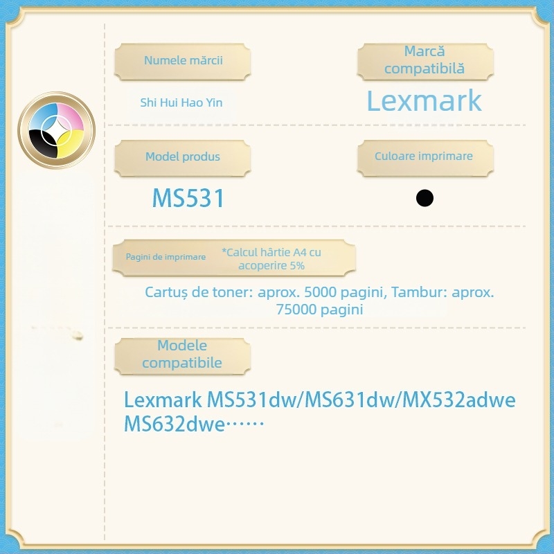 MS531 cilindru de imagine pentru Lexmark MX532 MX632 XM3350 66S0Z00