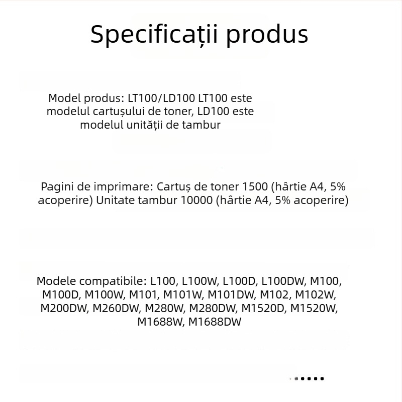 Cartuș de toner și rezervor de pulbere pentru imprimantele laser Lenovo M200DW/M260DW