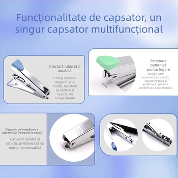 Capsator mini din metal, design simplu, culori pastel în nuanțe macarons, portabil pentru studenți și birou