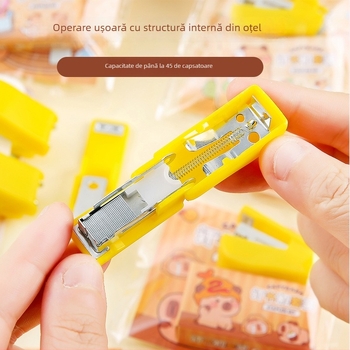Set mini capsator ergonomic, desen animat, folosește agrafe Nr. 10