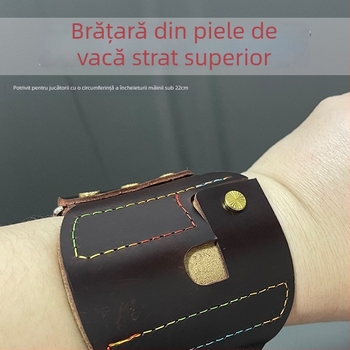Brățară pentru încheietură din piele de top pentru praștie de pescuit cu tambur, construcție îngroșată, Velcro cu eliberare rapidă, protecție a încheieturii