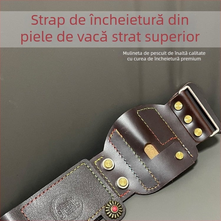 Brățară pentru încheietură din piele de top pentru praștie de pescuit cu tambur, construcție îngroșată, Velcro cu eliberare rapidă, protecție a încheieturii