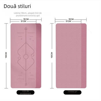 Covor yoga TPE cu lățime mărită, grosime crescută, anti-derapant, izolare fonică, covor de podea pentru acasă cu linii de ghidare a pozițiilor