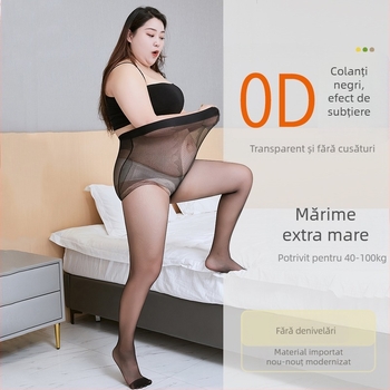 Colanți negri, transparenți, mărime plus, ultra-subțiri pentru vară, pentru femei cu forme pline, anti-ruptură